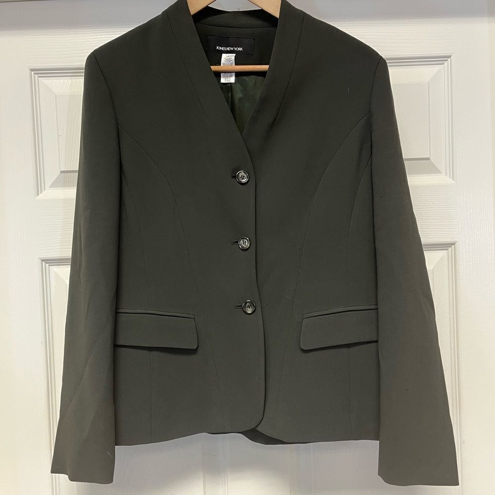 Jones New York Forest Green Longer Length Suit Jacket sz 6